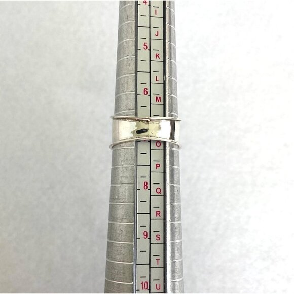 Sterling Silver 925 Oval Bezel Set Turquoise Cabochon Cigar Band Ring Sz 6.75 - Picture 9 of 16